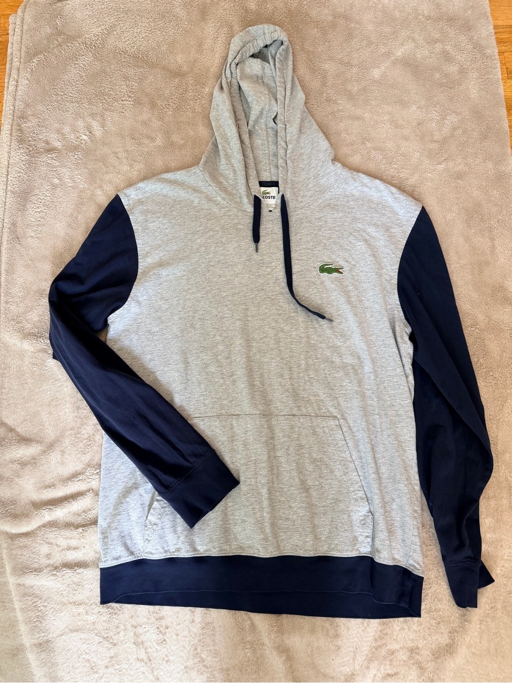 Lacoste Gray & Navy Colorblock Hooded Pullover